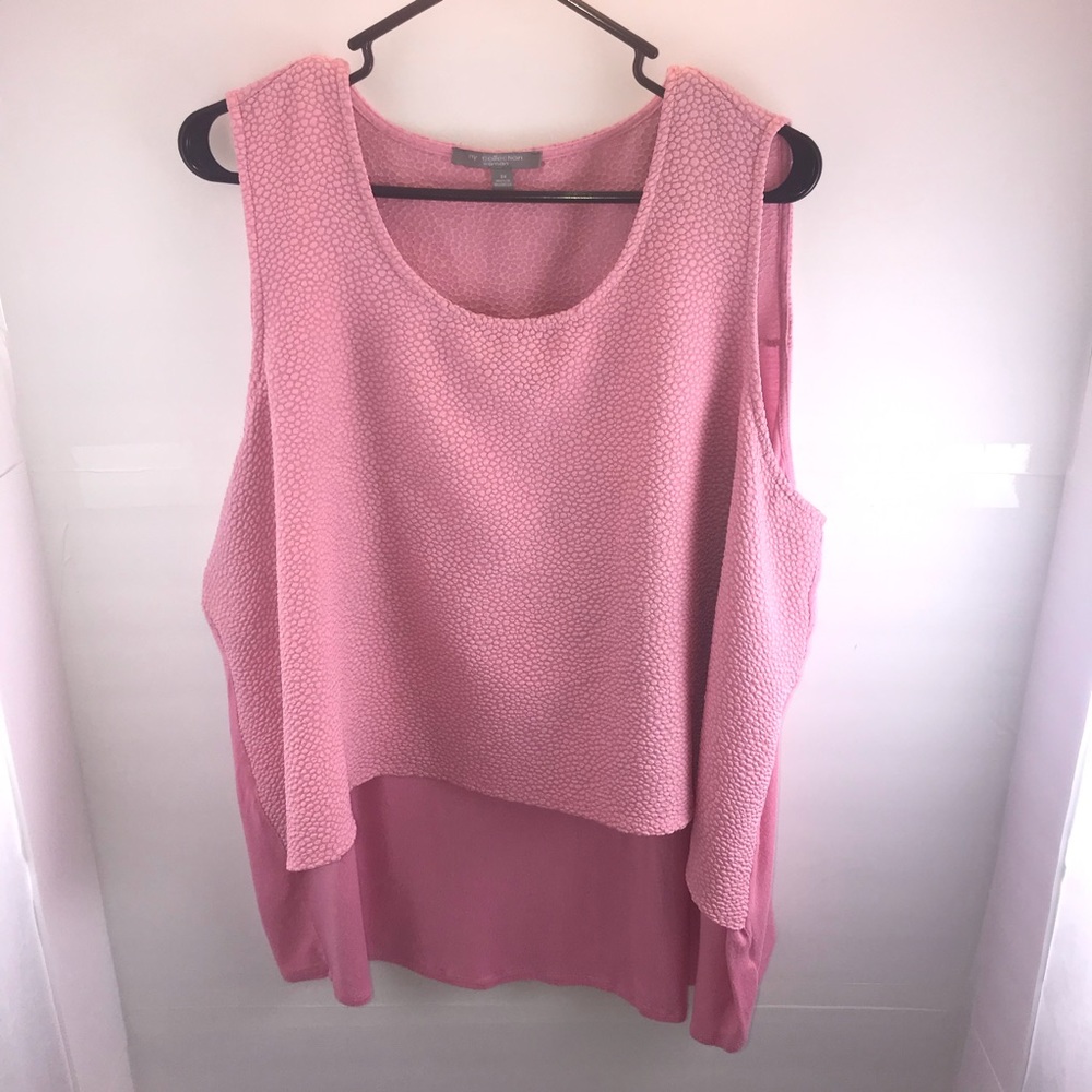 My Collection Woman Pink 2 Tier Tank Top